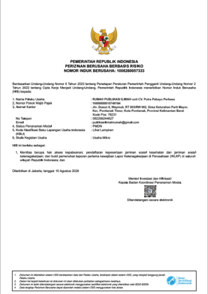 NIB - Nomor Induk Berusaha